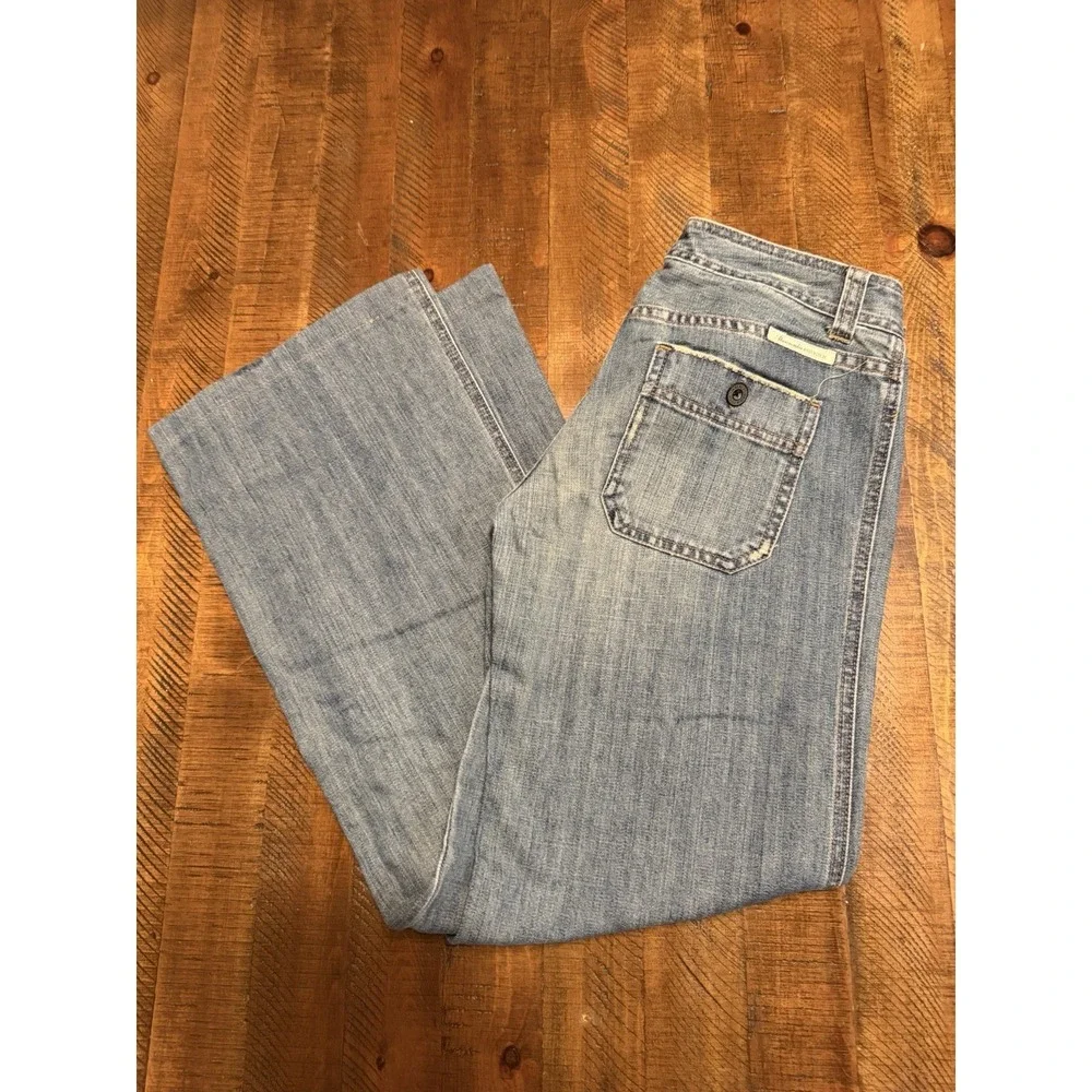 Vintage Abercrombie Fitch Y2K Flare Jeans Dark Wash Button Flap Pocket Size 4